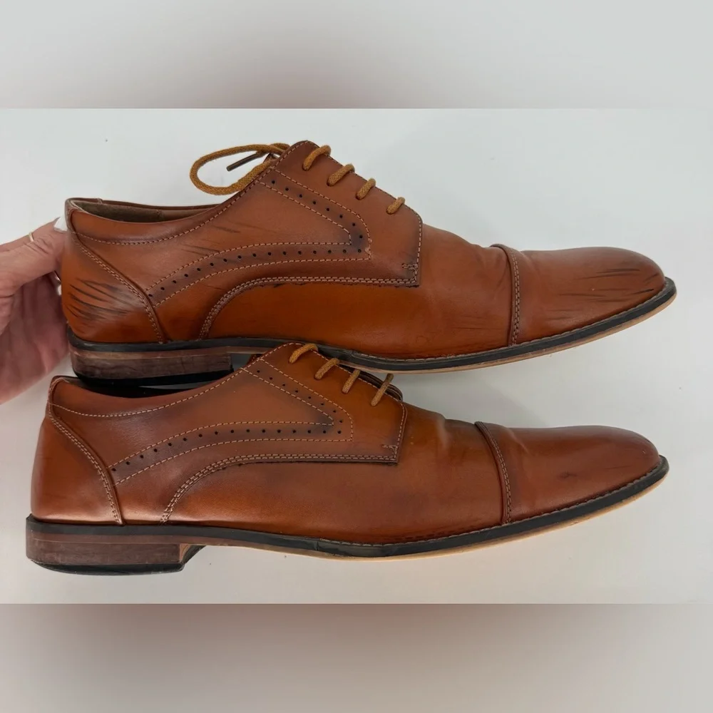 Vostey Men's Leather Oxford Derby Shoes
